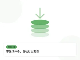 積み上がるコインと下向きの矢印で、単価と給与のギャップを表したイラストに「客先は休み、自社は出勤日」という見出しを添えたアイキャッチ画像